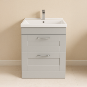 Freestanding Bathroom 2 Drawer Mid Edge Basin Unit - Bramshaw