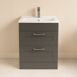 Freestanding  Bathroom 2 Drawer Minimalist Basin Unit - Bramshaw