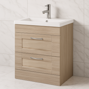 Freestanding Bathroom 2 Drawer Rear Tap Basin Unit - Bramshaw