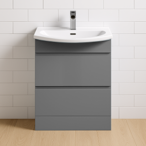Freestanding Bathroom 2 Drawer Curve Basin Unit - Express Lucente