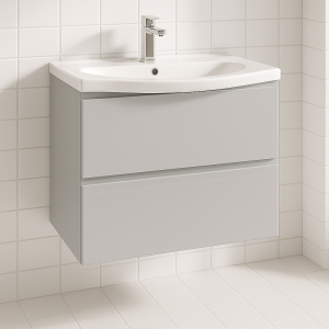 Bathroom 2 Drawer Wall Hung Curve Basin Unit - Express Lucente