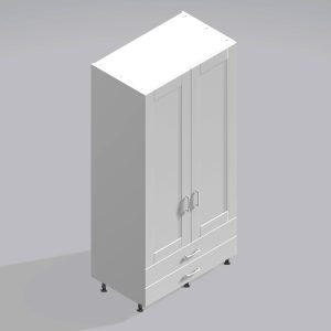 Bedroom Double Wardrobe Solid Door 2 Drawers - Bramshaw