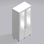 Bedroom Double Wardrobe Mirrored Door 3 Drawers - Bramshaw