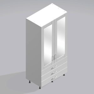 Bedroom Double Wardrobe Mirrored Door 3 Drawers - Bramshaw