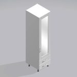 Bedroom Single Wardrobe Mirrored Door 2 Drawers - Bramshaw