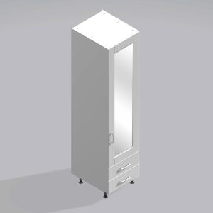 Bedroom Single Wardrobe Mirrored Door 2 Drawers - Bramshaw