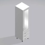 Bedroom Single Wardrobe Mirrored Door 3 Drawers - Bramshaw