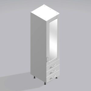 Bedroom Single Wardrobe Mirrored Door 3 Drawers - Bramshaw