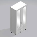 Bedroom Double Wardrobe Mirrored Door 2  Drawers - Brockenhurst