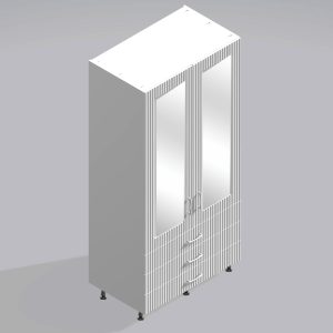 Bedroom Double Wardrobe Mirrored Door 3  Drawers - Brockenhurst