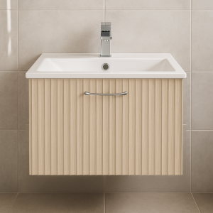 Bathroom 1 Drawer Wall Hung Minimalist Basin Unit - Brockenhurst