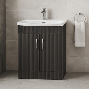 Freestanding Bathroom 2 Door Curved Basin Unit - Brockenhurst