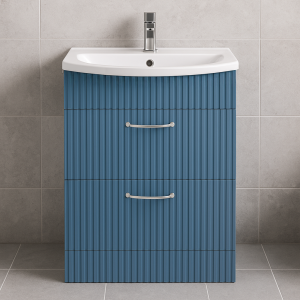 Freestanding Bathroom 2 Drawer Curve Basin Unit - Brockenhurst