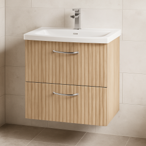 Bathroom 2 Drawer Wall Hung Curve Basin Unit - Brockenhurst