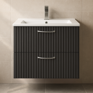 Bathroom 2 Drawer Wall Hung Minimalist Basin Unit - Brockenhurst