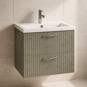 Bathroom 2 Drawer Wall Hung Rear Tap Basin Unit - Brockenhurst