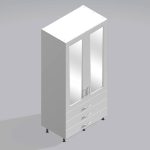 Bedroom Double Wardrobe Mirrored Door 3  Drawers - Meon