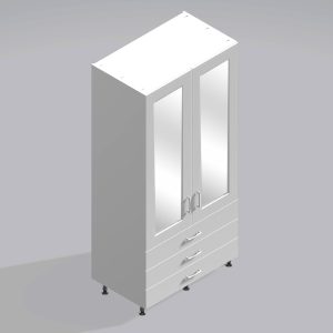 Bedroom Double Wardrobe Mirrored Door 3  Drawers - Meon