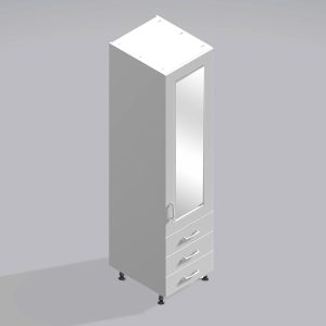 Bedroom Single Wardrobe Mirrored Door 3  Drawers - Meon