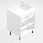 Kitchen  Single Drawerline Wicker Basket Base Unit 500mm - Meon Acrylic