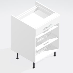 Kitchen  Single Drawerline Wicker Basket Base Unit 500mm - Meon Acrylic