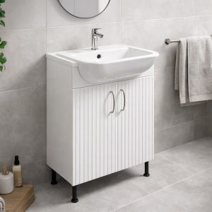 Bathroom Double Door Semi Recessed Basin Unit - Brockenhurst