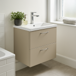 Bathroom  2 Drawer Wall Hung Mid Edge Basin Unit - Express Vivo