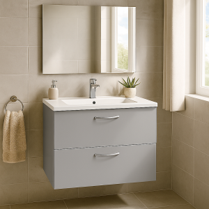 Bathroom 2 Drawer Wall Hung Minimalist Basin Unit - Express Vivo