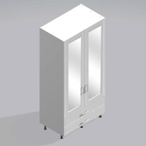 Bedroom Double Wardrobe Mirrored Door 2  Drawers - Wickham