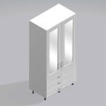 Bedroom Double Wardrobe Mirrored Door 3  Drawers - Wickham