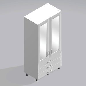 Bedroom Double Wardrobe Mirrored Door 3  Drawers - Wickham