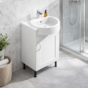 Bathroom Single Door Semi Recessed Basin Unit - Wickham