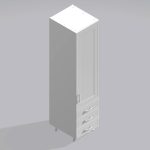 Bedroom Single Wardrobe Solid Door 3  Drawers - Wickham