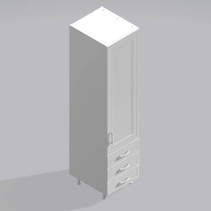 Bedroom Single Wardrobe Solid Door 3  Drawers - Wickham