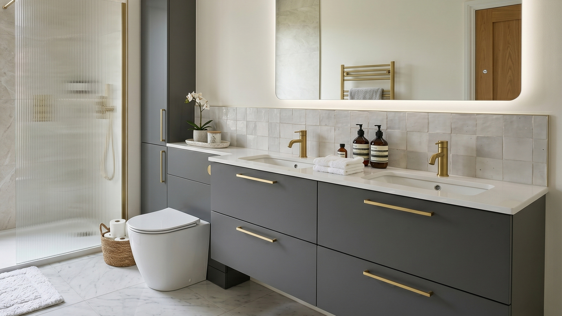 Meon sage bathroom furniture in real home