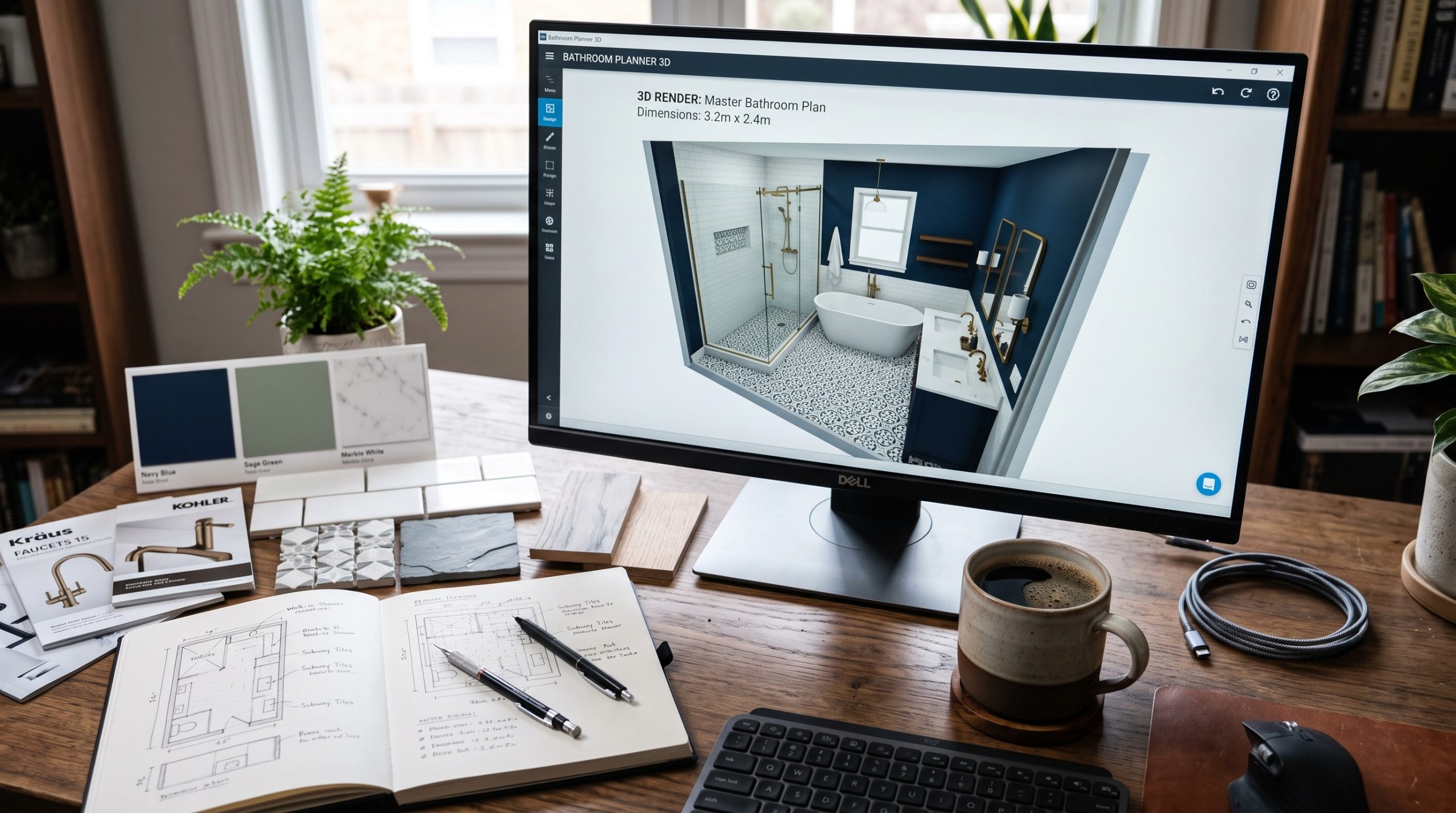 Online room planning software displayed on a computer