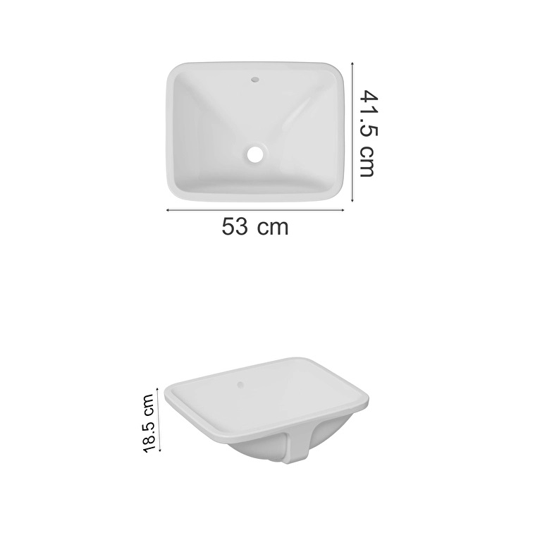 S50 Undermount Washbasin Rectangular 53cm - Image 2
